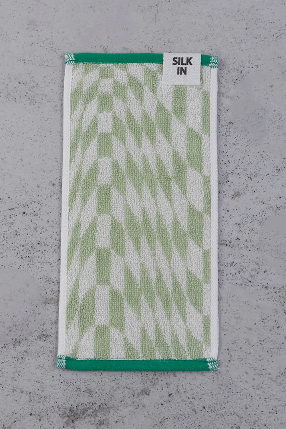Check Mini Towel / シルク混 チェック ミニタオル (グリーン)