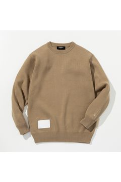 BIG PATCH BIG PIS NAME CREW NECK KNIT / ビッグパッチ ピスネーム クルーネックニット (ベージュ) (9月上旬入荷予定)