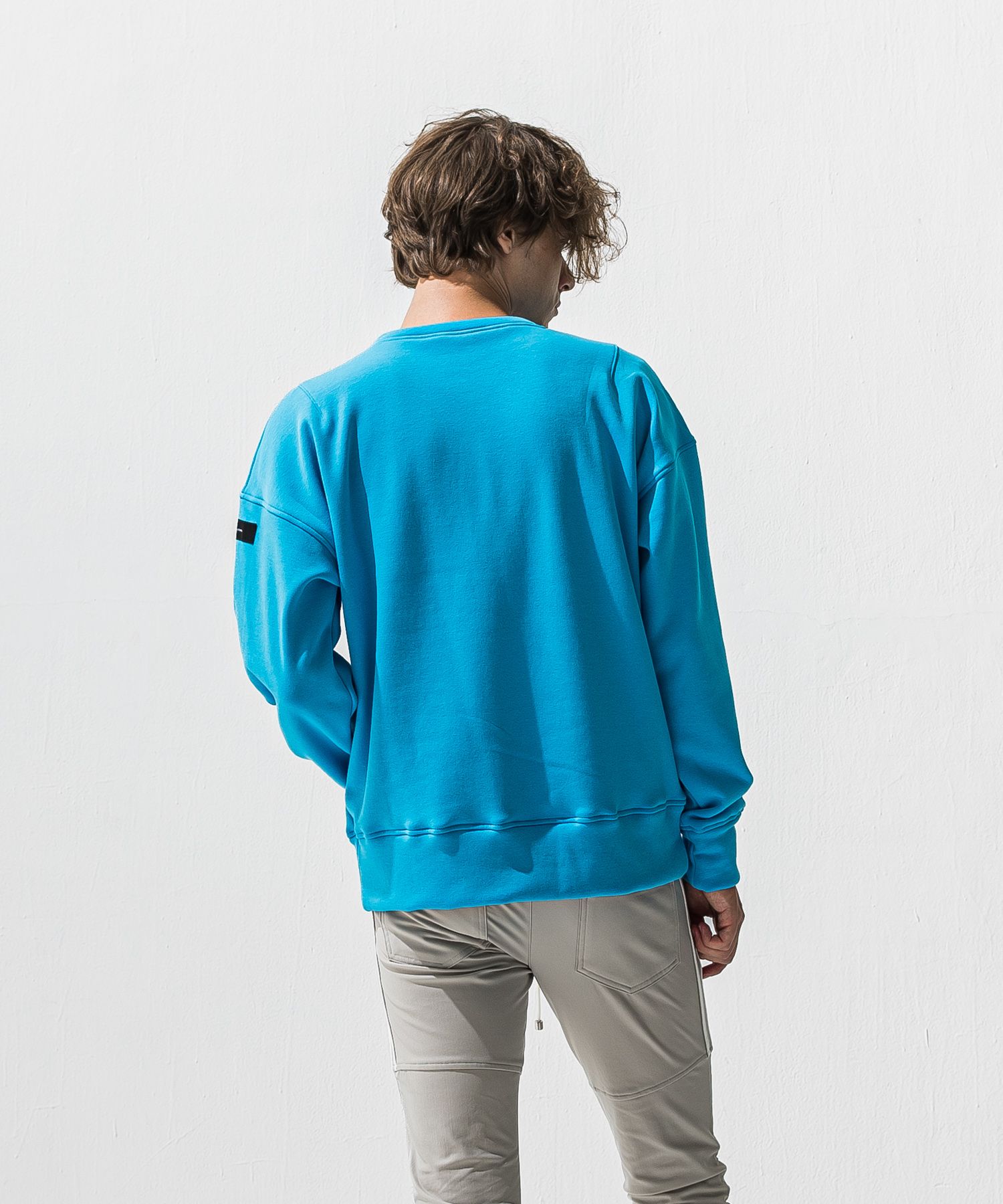 RC CHENILLE VELOURS FLEECE DROP TRAINER / サガラ刺繍ワッペン 裏起毛 ルーズトレーナー (ブルー) (11月上旬入荷予定) ※オーダー締切:9月7日(月)17時