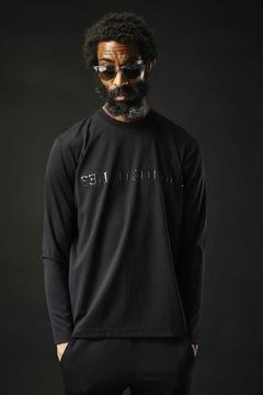 113SPORT COMFORTABLE TAG CREW L/S / 113ロゴ ストレッチ クルーネック ロングスリーブ ブラック