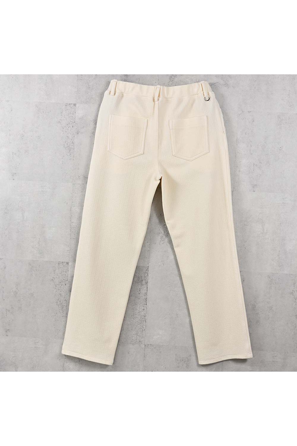 SEMI WIDE TUCK PANTS / ブリスターニット セミワイド ワンタックイージーパンツ (オフホワイト) (4月中旬入荷予定) ※オーダー締切:2月15日(日)18時