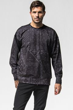 PAISLEY  BACK FLEECE DROP TRAINER / 裏起毛 ペイズリー柄 ルーズ トレーナー (ブラック) (10月中旬入荷予定) ※オーダー締切：9月1日(月)18:00