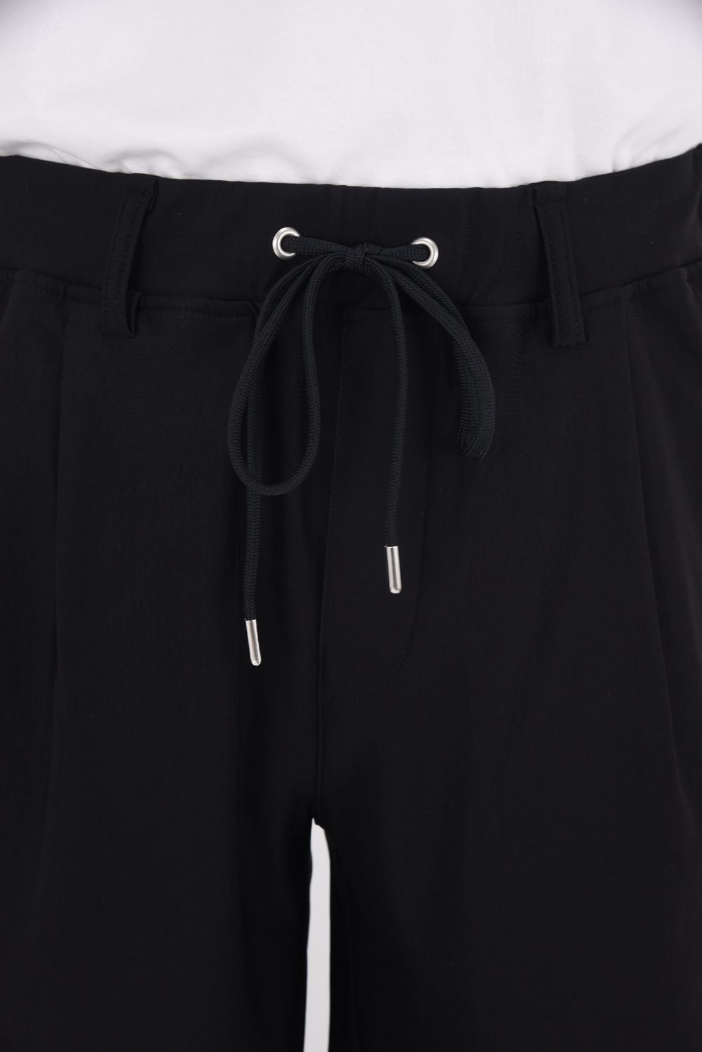 JOHNSON LINE WIDE HEAT PT / 裏起毛 ハイブリットジャージー ワイドテーパード ラインパンツ (ブラック/ブラック)