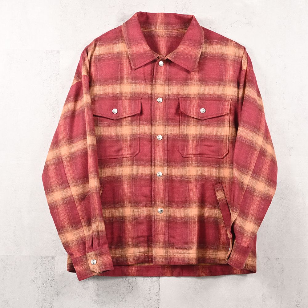 flannel check JK  / オンブレチェック ネルシャツジャケット (レッド) (8月末入荷予定) ※オーダー締切:5月23日(土)17時