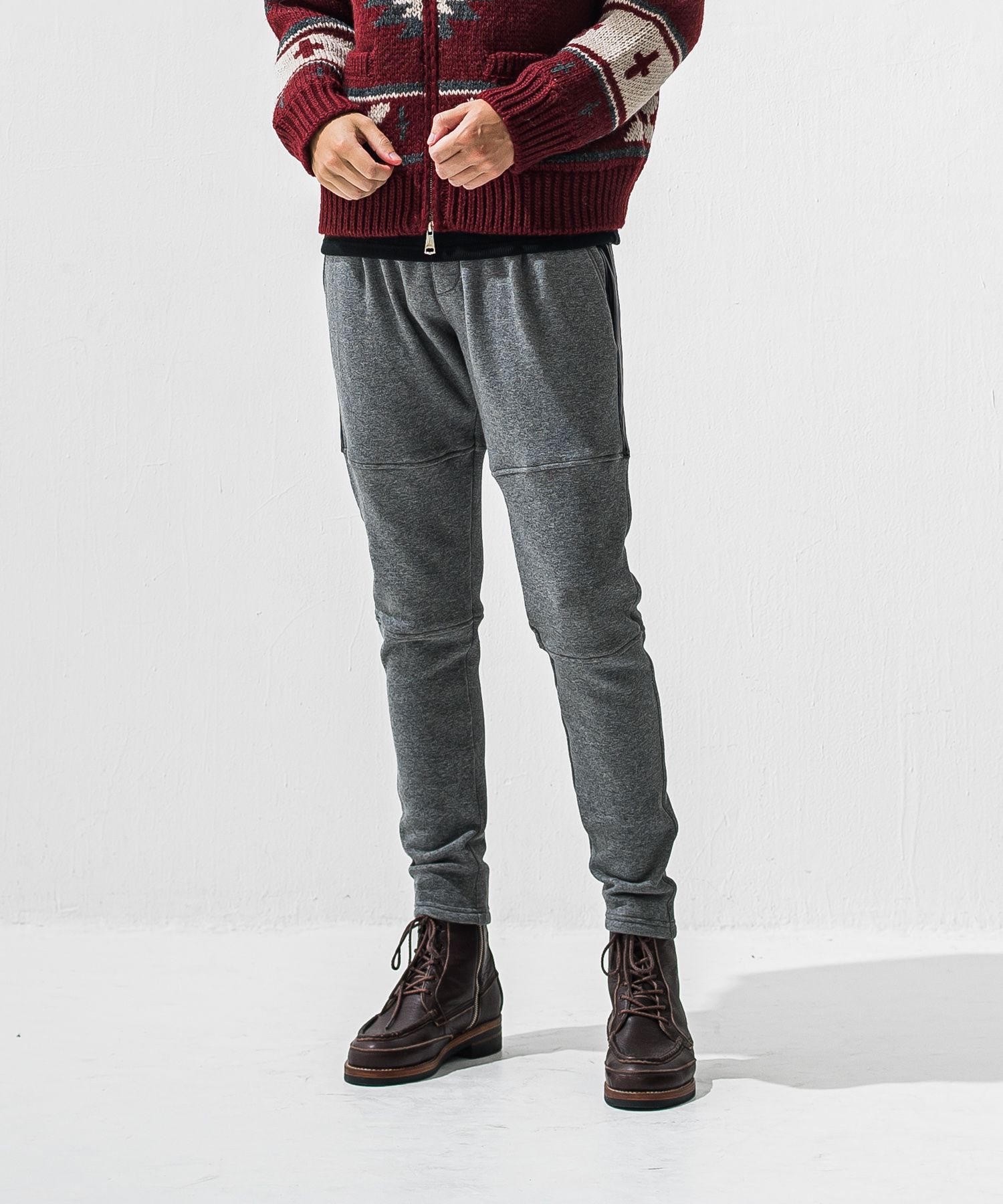 VELOURS FLEECE JT PT / 裏起毛 ベロアフリース ワンタックラインパンツ (チャコール) (11月中旬入荷予定) ※オーダー締切:9月7日(月)17時