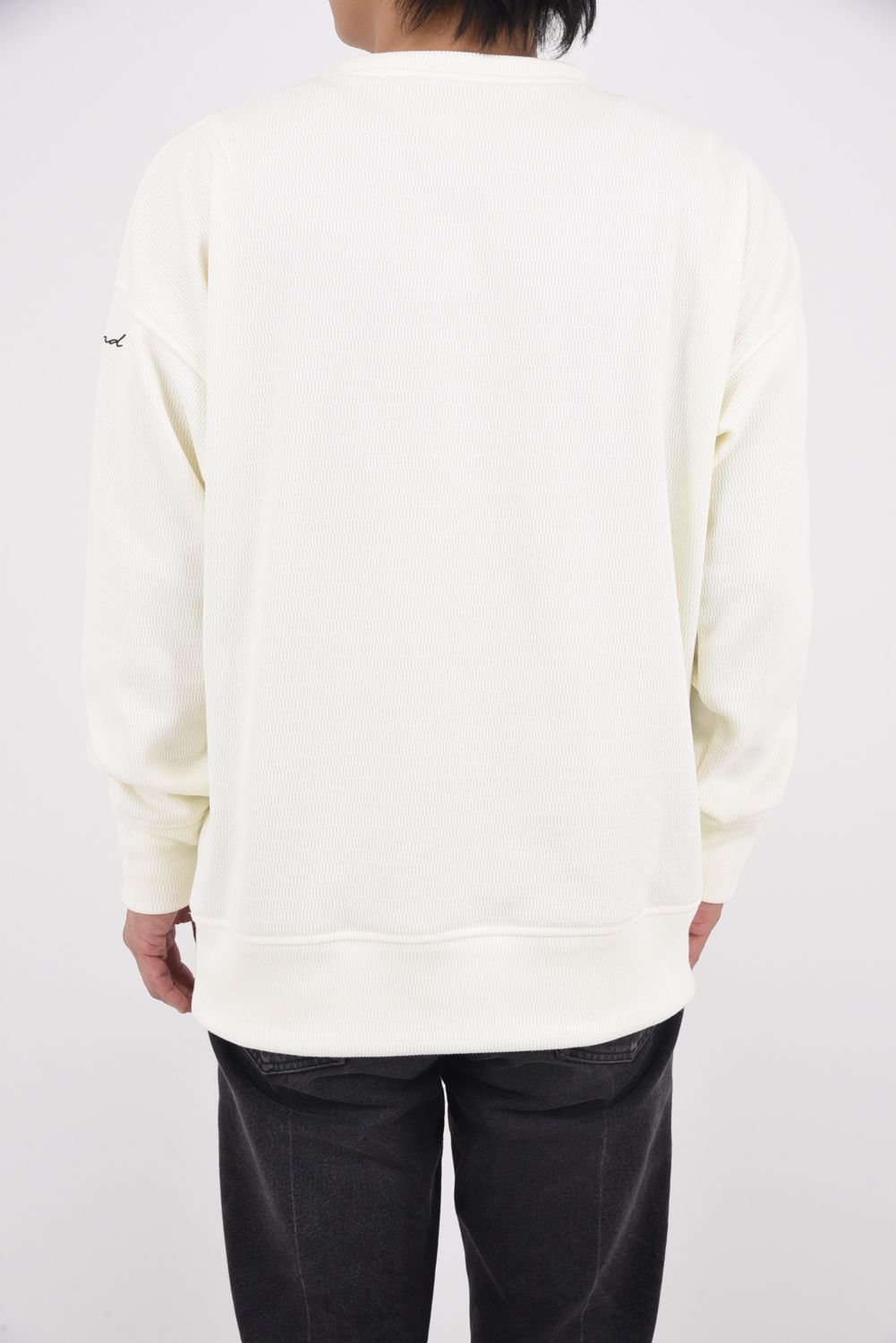 VELOURS FLEECE THERMAL  LOOSE TRAINER / 裏起毛 サーマル生地 ロングスリーブ トレーナー (ホワイト)