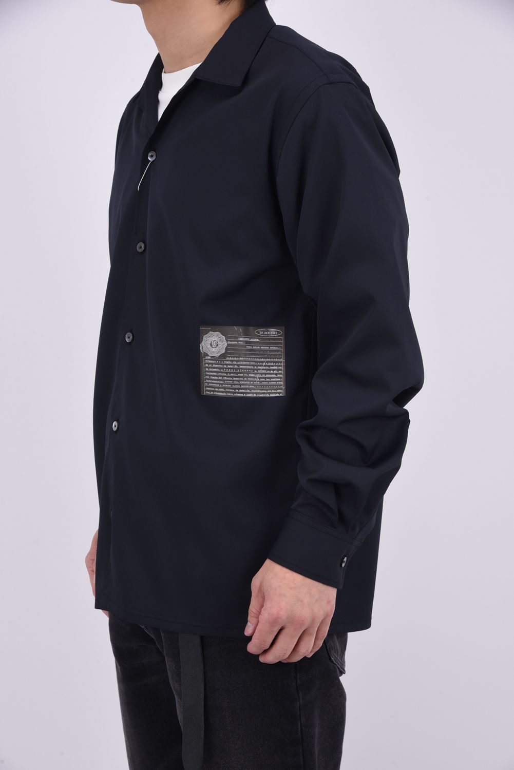 WILL SHIRTS / メッセージプリント リラックスシルエット オープンカラーシャツ (ブラック)