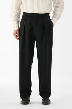 WOOL CLAMSKIN / ウール カームスキン テーパードパンツ (ブラック)