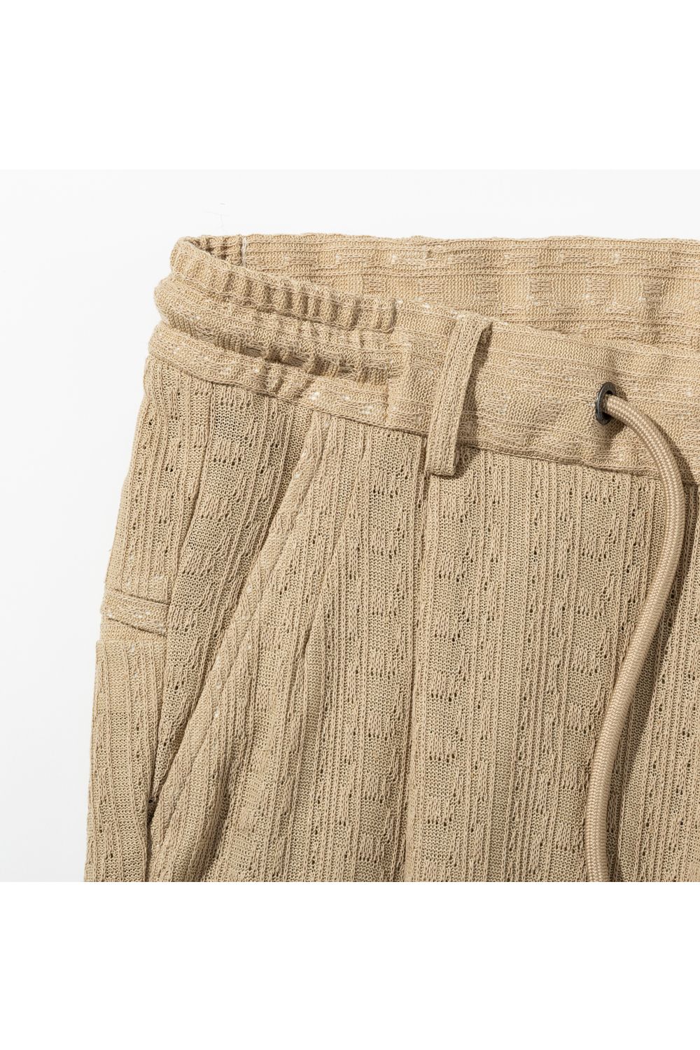 【26SS】 LINEN TOUCH JACQUARD SLACKS / リネンタッチ イージースラックス (ベージュ) (2月中旬入荷予定)