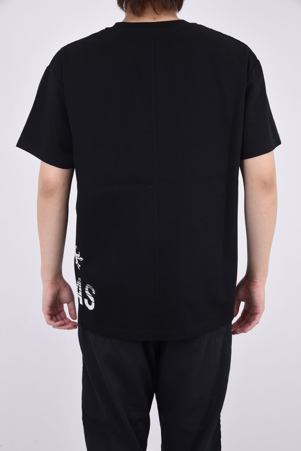 MONTUNO / ロゴプリント シルケット クルーネック Tシャツ ブラック