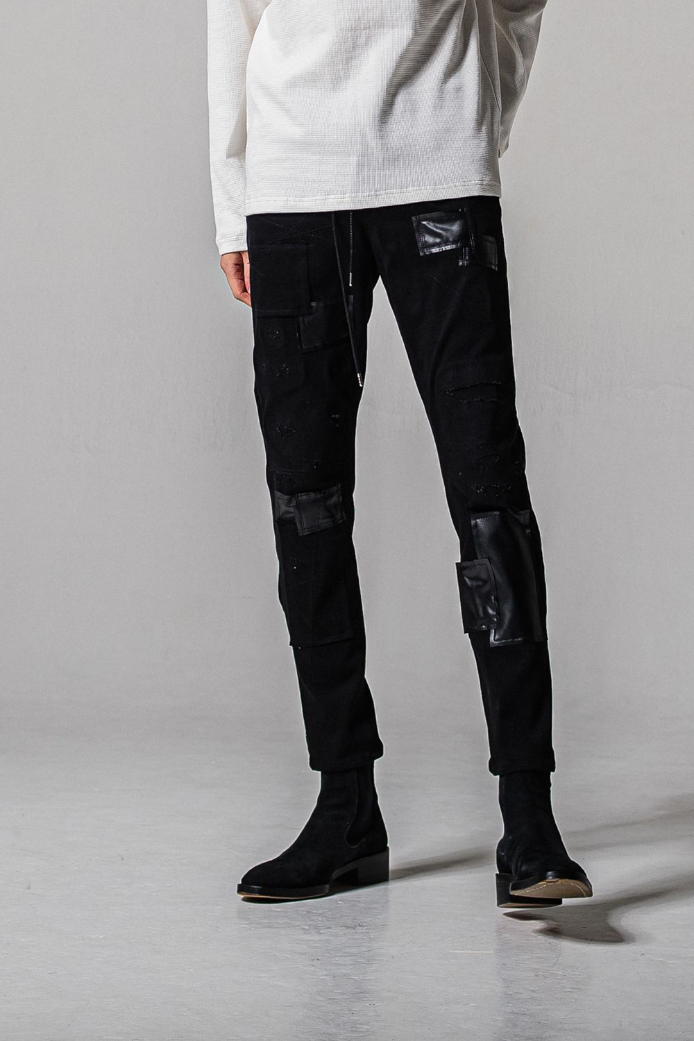 MICK DENIM JERSEY / 【定番】 デニム ジャージーンズ ブラックリメイク (2月中旬入荷予定)