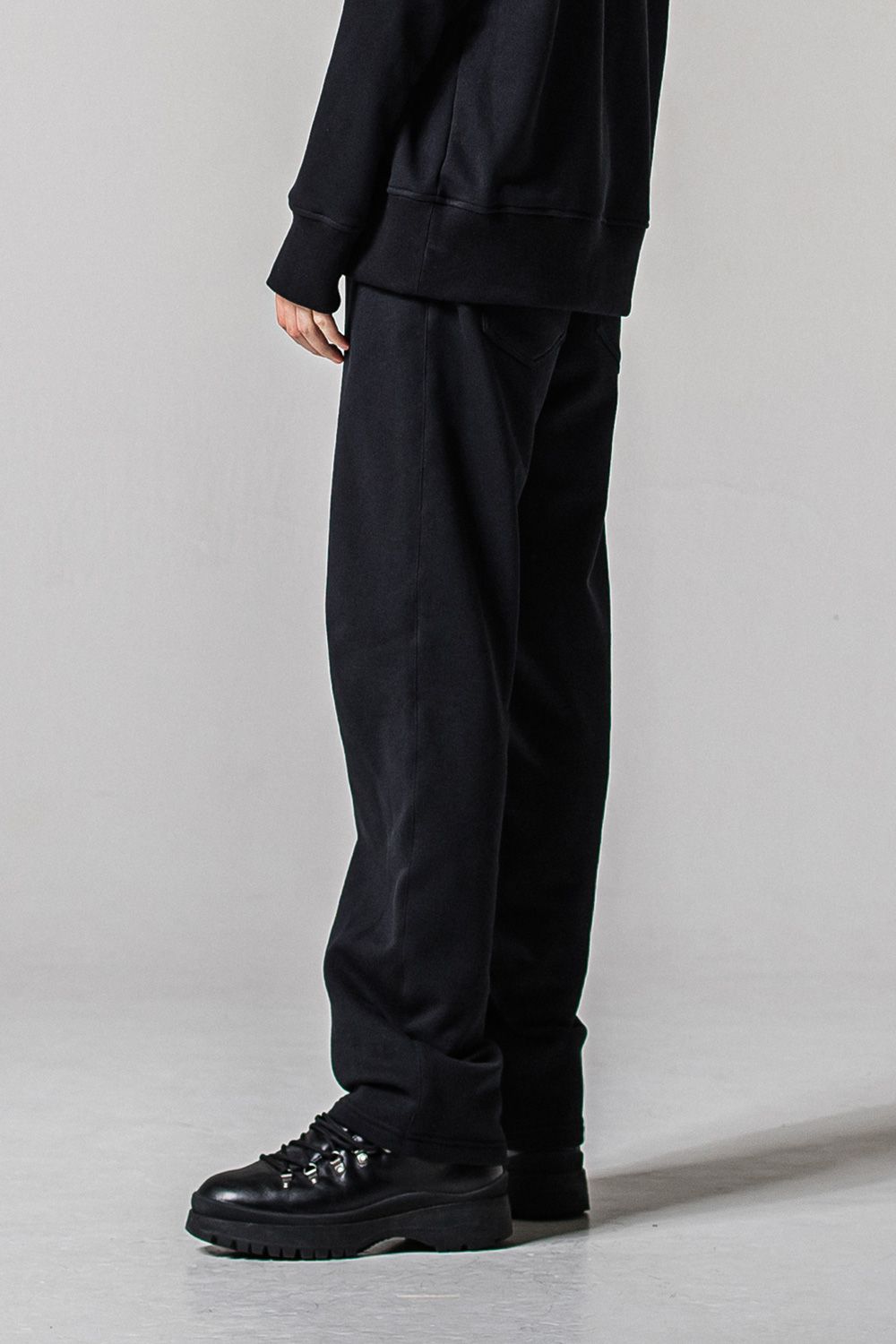 HF URAKE WIDE TUCK PANTS / 高機能裏毛 セミワイドシルエット イージータックパンツ (ブラック) (1月中旬入荷予定)