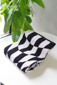 Check Bath Towel / シルク混 チェック バスタオル (ブラック)
