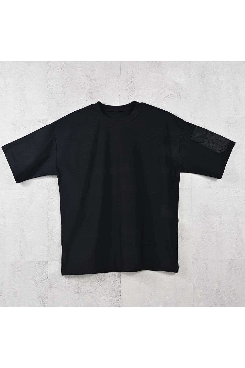 militaryPocket nylon OVER TEE / ミリタリーポケット ナイロン オーバーサイズ Tシャツ （ブラック） (6月上旬入荷予定) ※オーダー締切:2月15日(日)18時