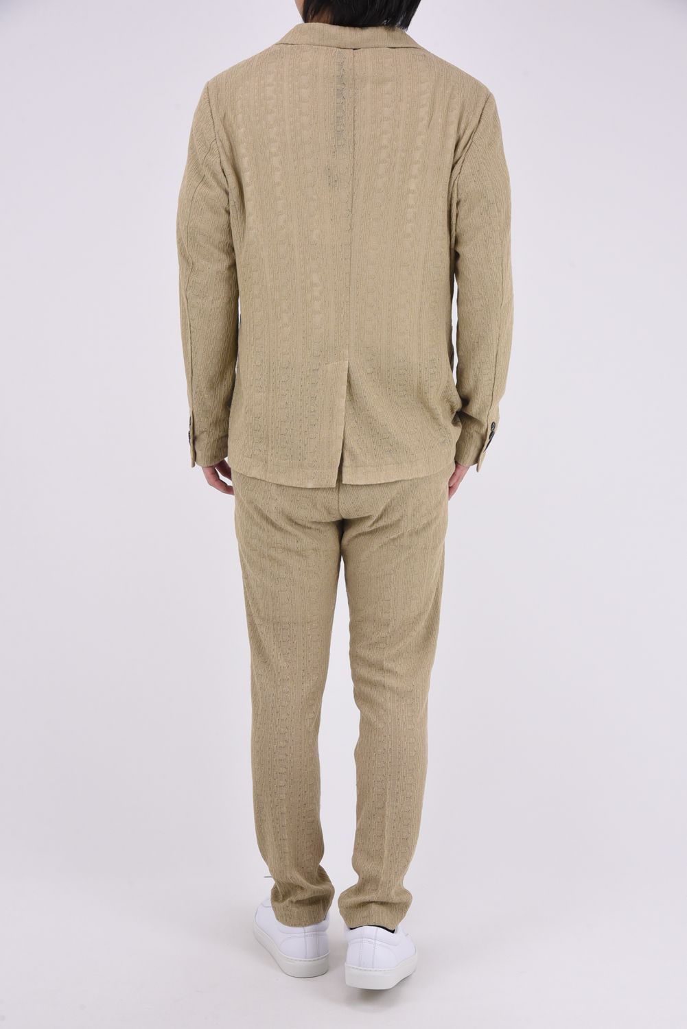 【26SS】【セットアップ】 LINEN TOUCH JACQUARD JACKET & SLACKS / リネンタッチ テーラードシングルジャケット&イージースラックス (ベージュ)