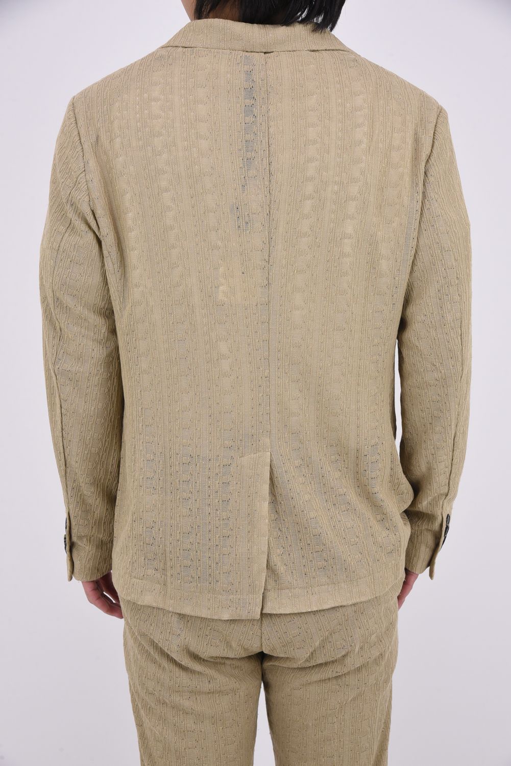 【26SS】【セットアップ】 LINEN TOUCH JACQUARD JACKET & SLACKS / リネンタッチ テーラードシングルジャケット&イージースラックス (ベージュ)