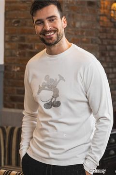 【26AW】 MICKEY SILHOUETTE GRADATION LINESTONE L/S / ミッキーシルエット グラデーション ラインストーン ロングスリーブTシャツ (ホワイト)