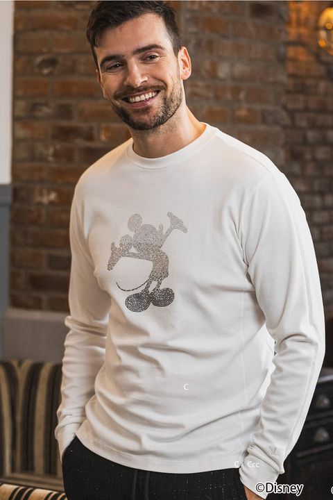 【26AW】 MICKEY SILHOUETTE GRADATION LINESTONE L/S / ミッキーシルエット グラデーション ラインストーン ロングスリーブTシャツ (ホワイト)