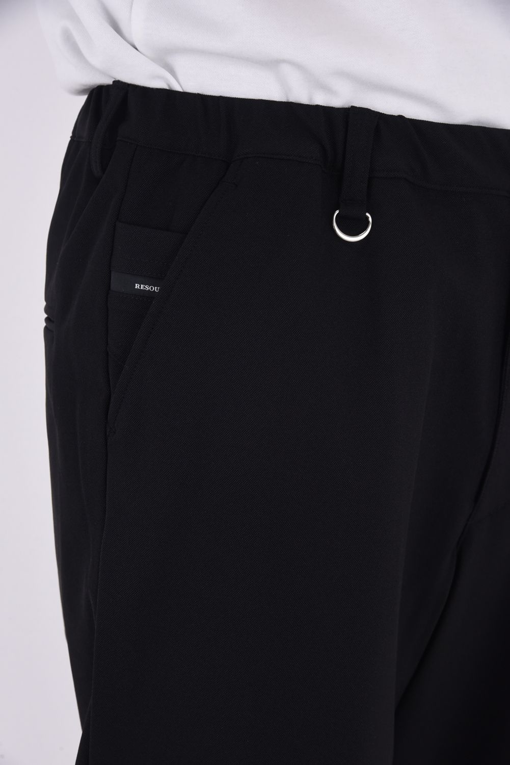 PAT WIDE EASY PANTS / オックス生地 ワイドテーパード イージースラックス ブラック
