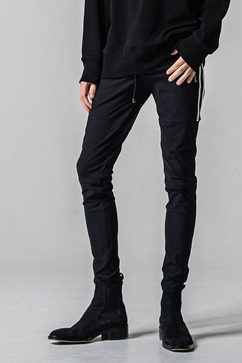 Johnson LINE NYLON PT / 【定番】 ナイロンマイクロファイバー ジョンソンラインパンツ (ブラック/ホワイト)