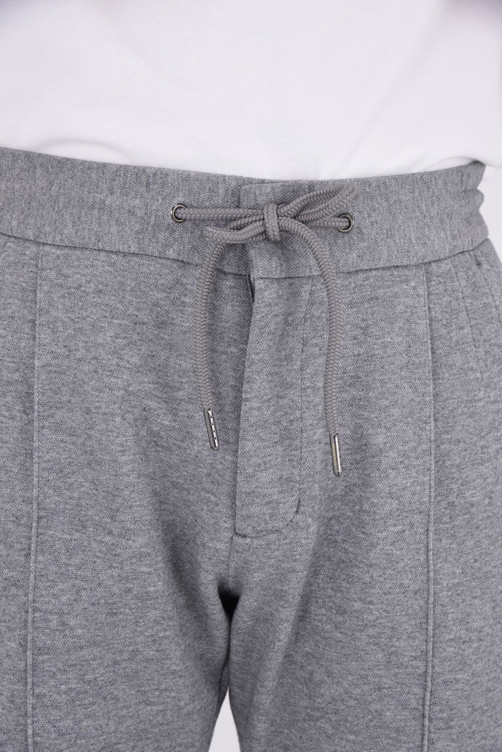 COLLARLESS CUT AND SEW PANTS / 鹿の子ニットスラックス グレー