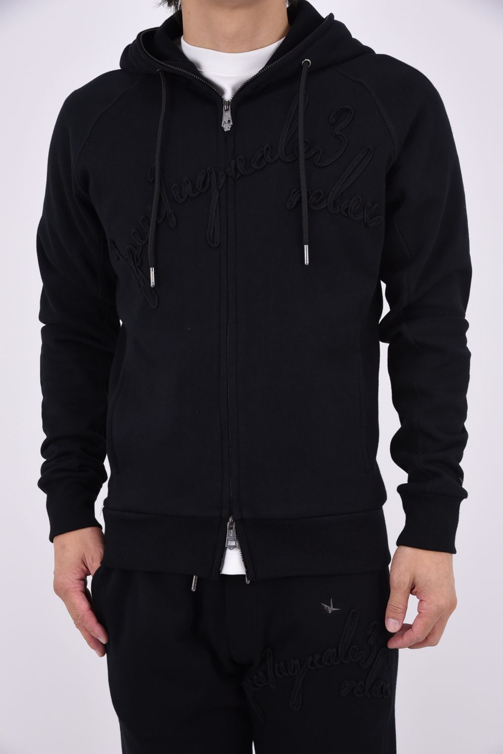 【26AW】 HEAVY FRENCH TERRY SCRIPT CODE LOGO HOODIE / フレンチテリー ロープロゴ ジップアップフーディー (ブラック)