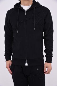 【26AW】 HEAVY FRENCH TERRY SCRIPT CODE LOGO HOODIE / フレンチテリー ロープロゴ ジップアップフーディー (ブラック)