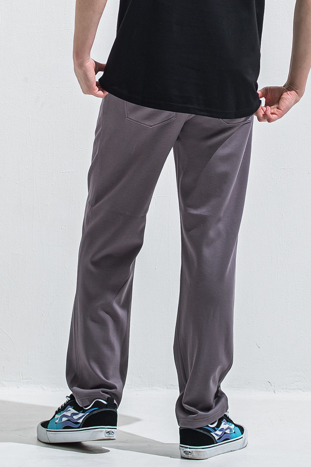 SEMI WIDE TUCK PANTS / ダンボール素材 セミワイド ワンタックイージーパンツ (チャコール) (4月中旬入荷予定) ※オーダー締切:2月15日(日)18時