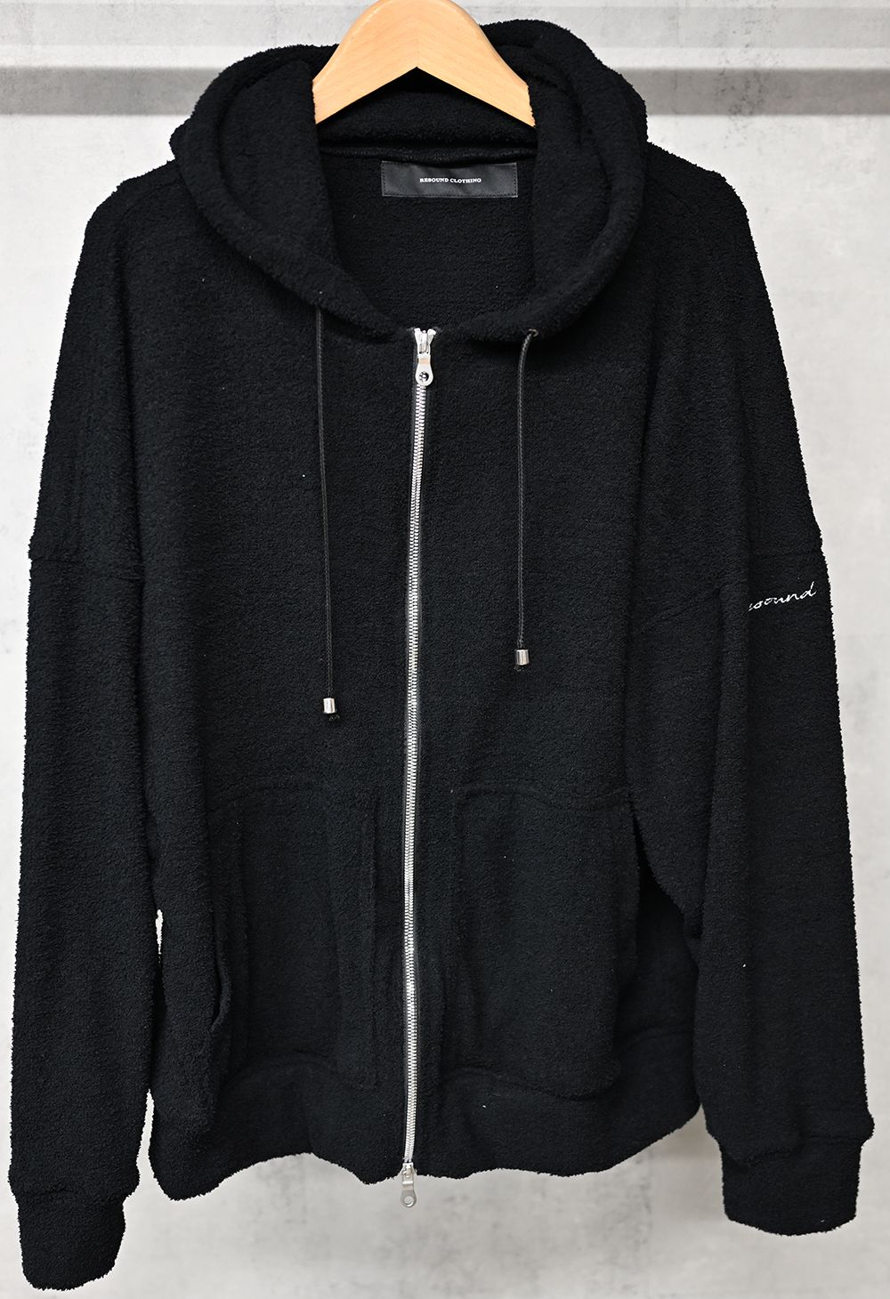 MOLE YARN PILE ZIP LOOSE HOODIE / モールパイル オーバーサイズ ジップアップパーカー ブラック