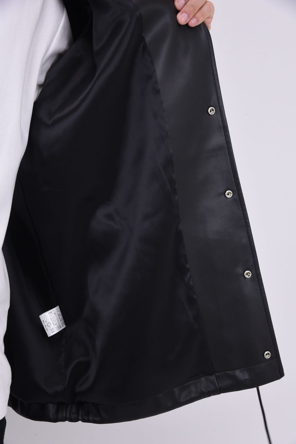 COACH HOODIE / エコレザー コーチジャケットパーカー （ブラック）