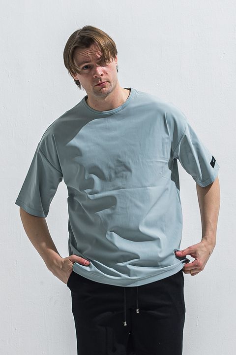 NYLON OVER  TEE / ナイロン オーバーサイズ Tシャツ （アクア）
