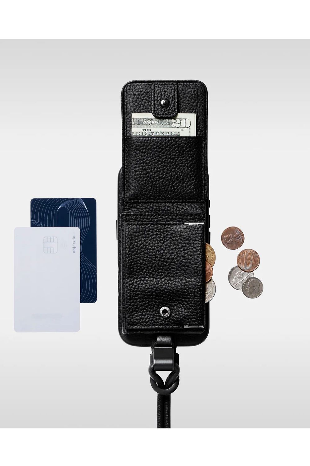 EXCHANGE-SHOULDER-WALLET-SET / ストラップ付き MagSafe対応 ショルダーコンポジションクロスボディウォレット (ブラック)