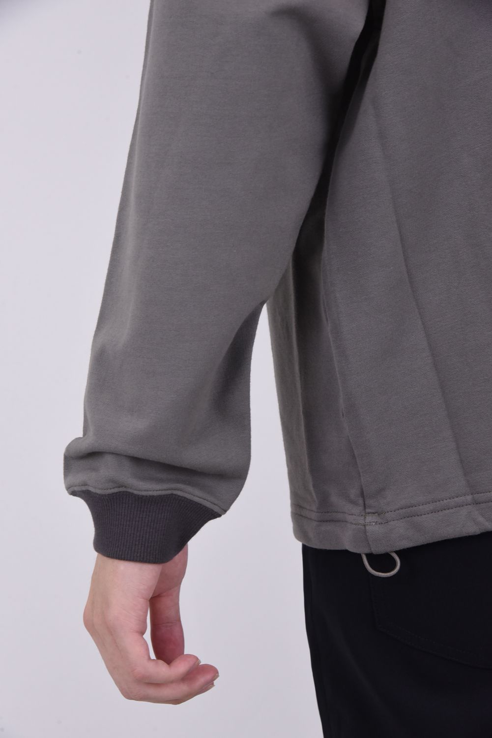 HEM DRAW CORD CREWNECK SWEAT SHIRT / アレンジヘムコード ライト裏毛 スウェットプルオーバー グレー