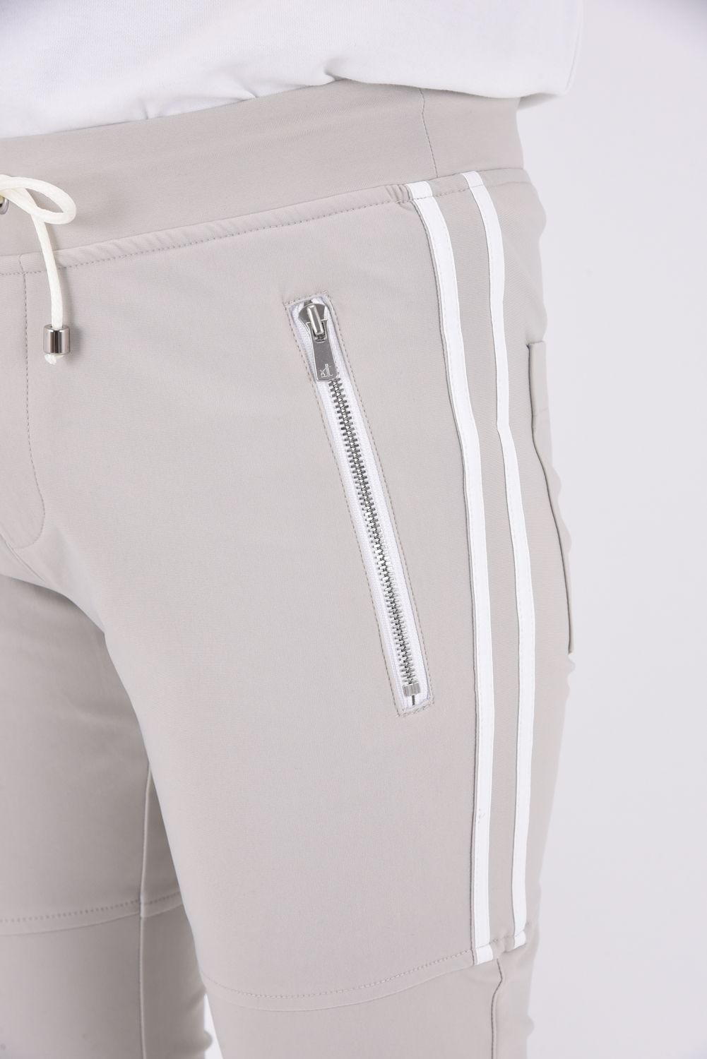 JOHNSON LINE HEAT PT / 【定番商品】 裏ボアフリース ハイブリットジャージー ラインパンツ グレー/ホワイト