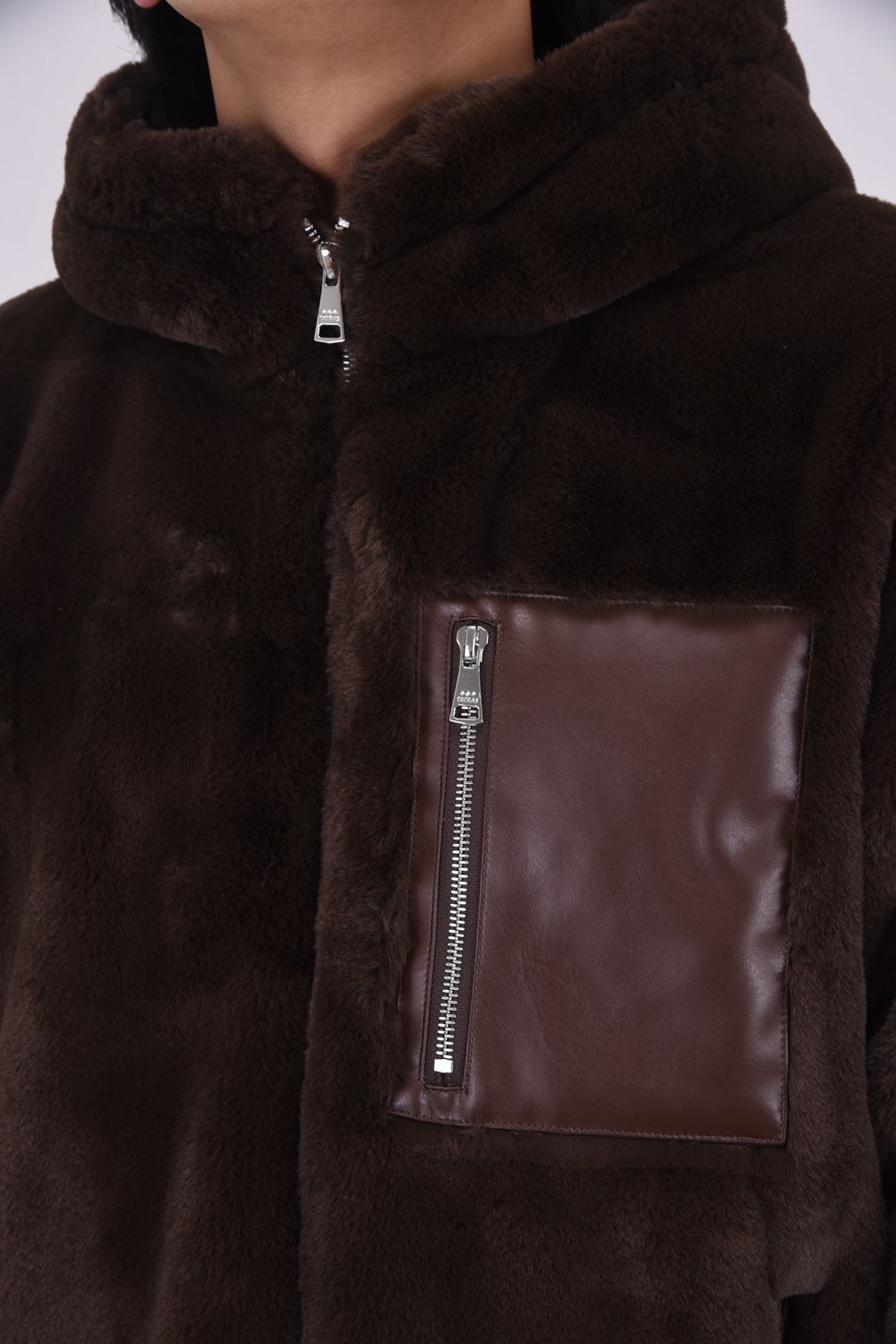 MASCALI (マスカリ) / フード付き ボアブルゾン (ブラウン)