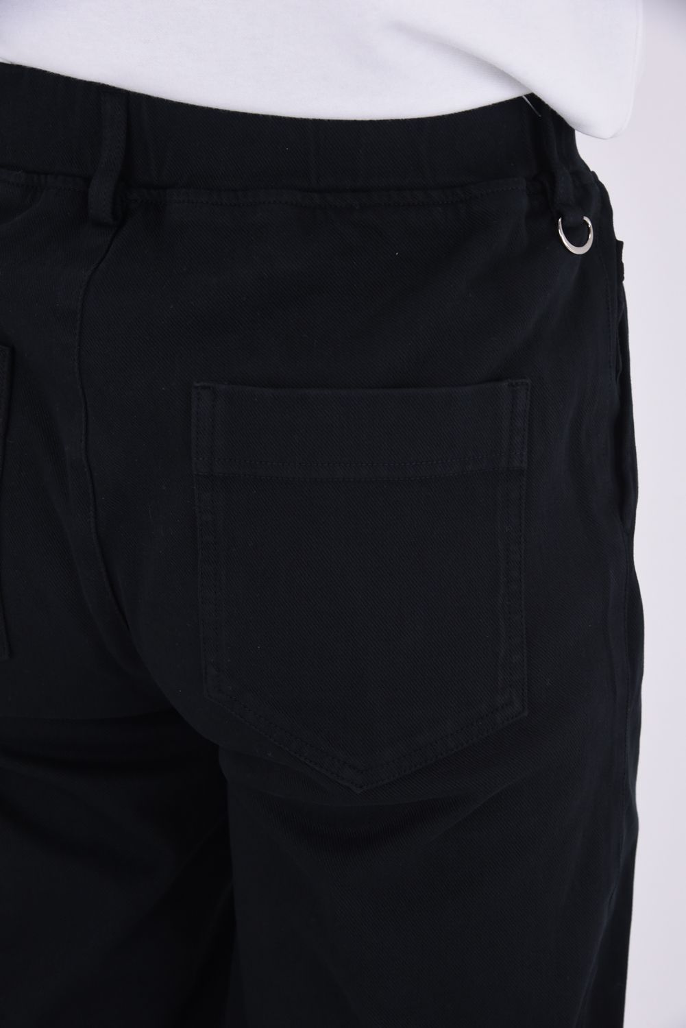 DENIM JERSEY WIDE PT / ジャージデニム セミワイド ワンタック スラックス型イージーパンツ ブラック