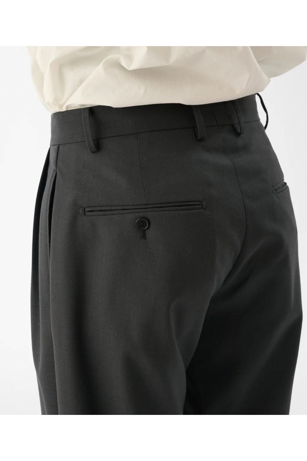 WOOL CLAMSKIN / ウール カームスキン テーパードパンツ (グレー)