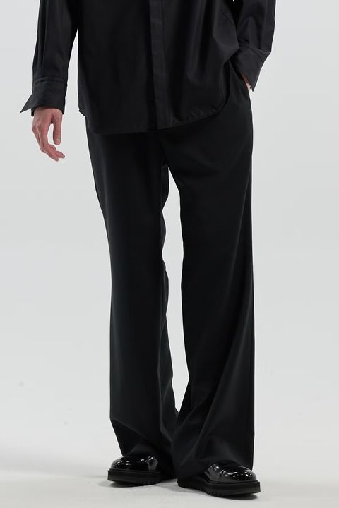 TWILL SOFT FLARE PANTS / ツイル ソフトフレアパンツ (ブラック) (8月下旬~9月上旬）