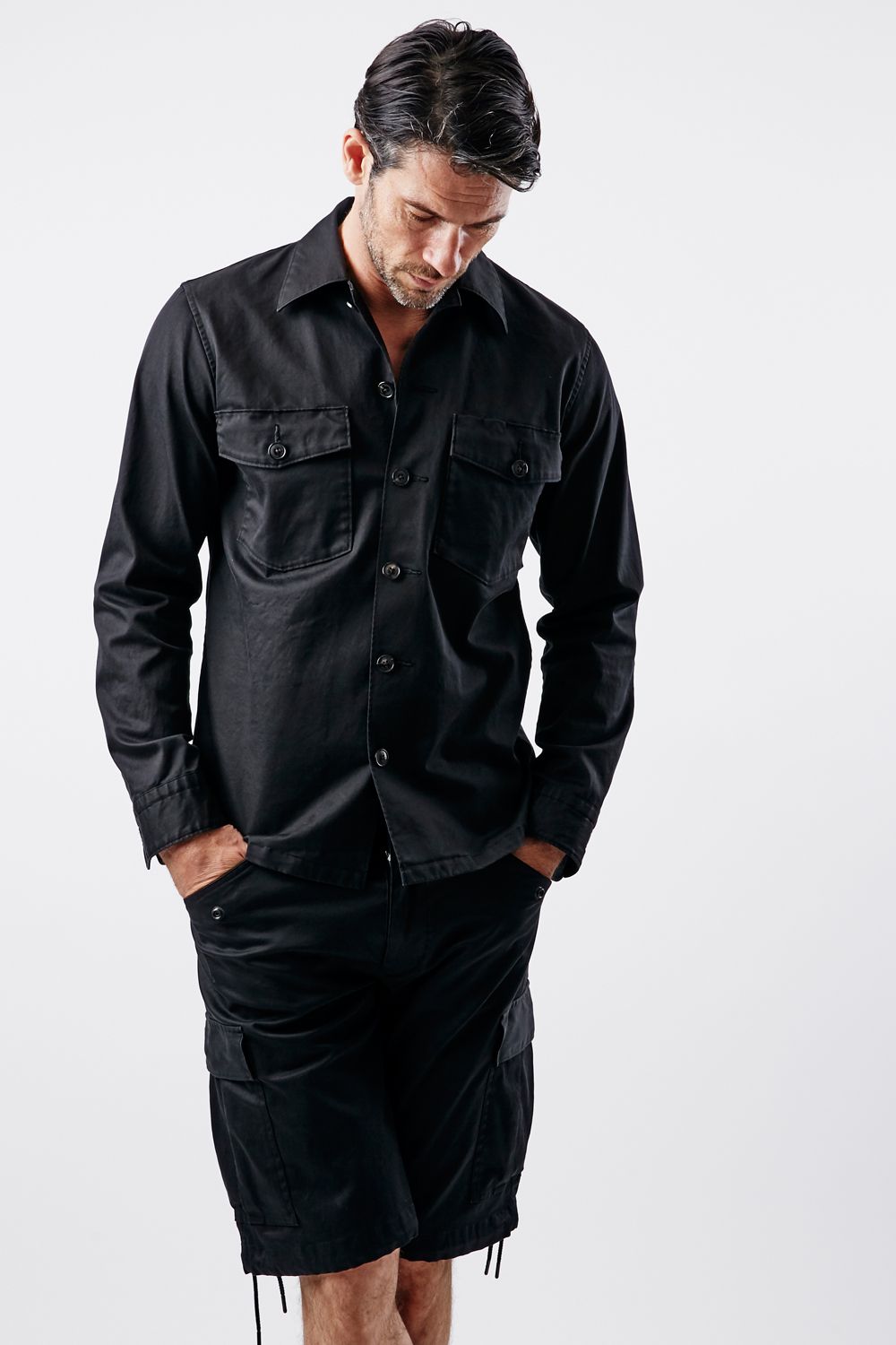 【BLACK MILITARY Vol.11】 UTILITY L/S SHIRTS-BLACK (8月末頃入荷予定 )※オーダー締切7/28(水)11:59迄