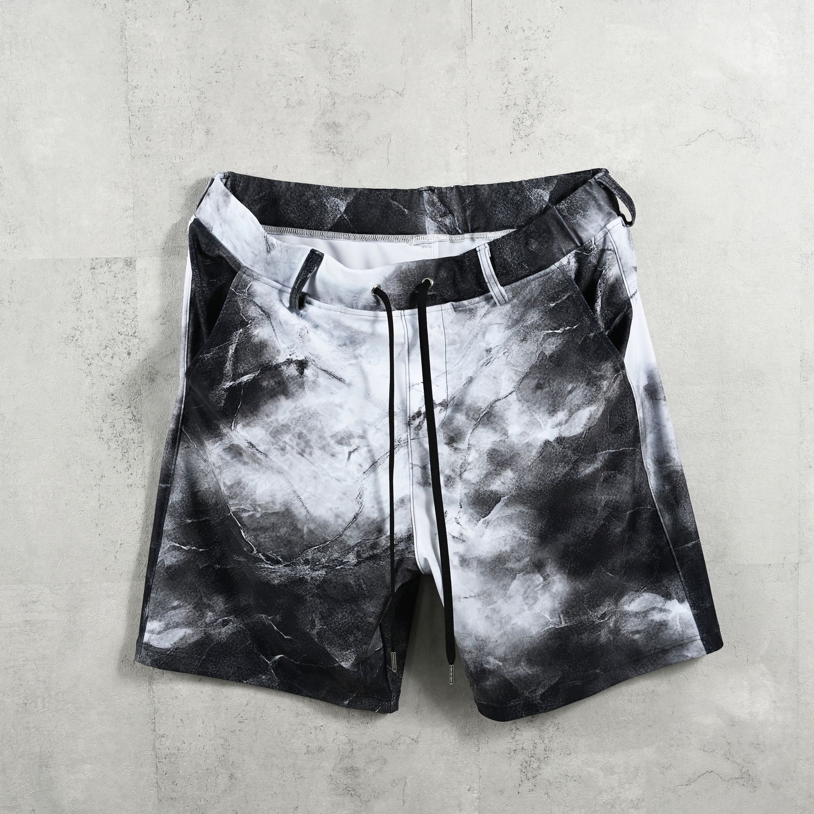 RUSH SHORTS / ラッシュガード 大理石柄 ショートパンツ ブラック