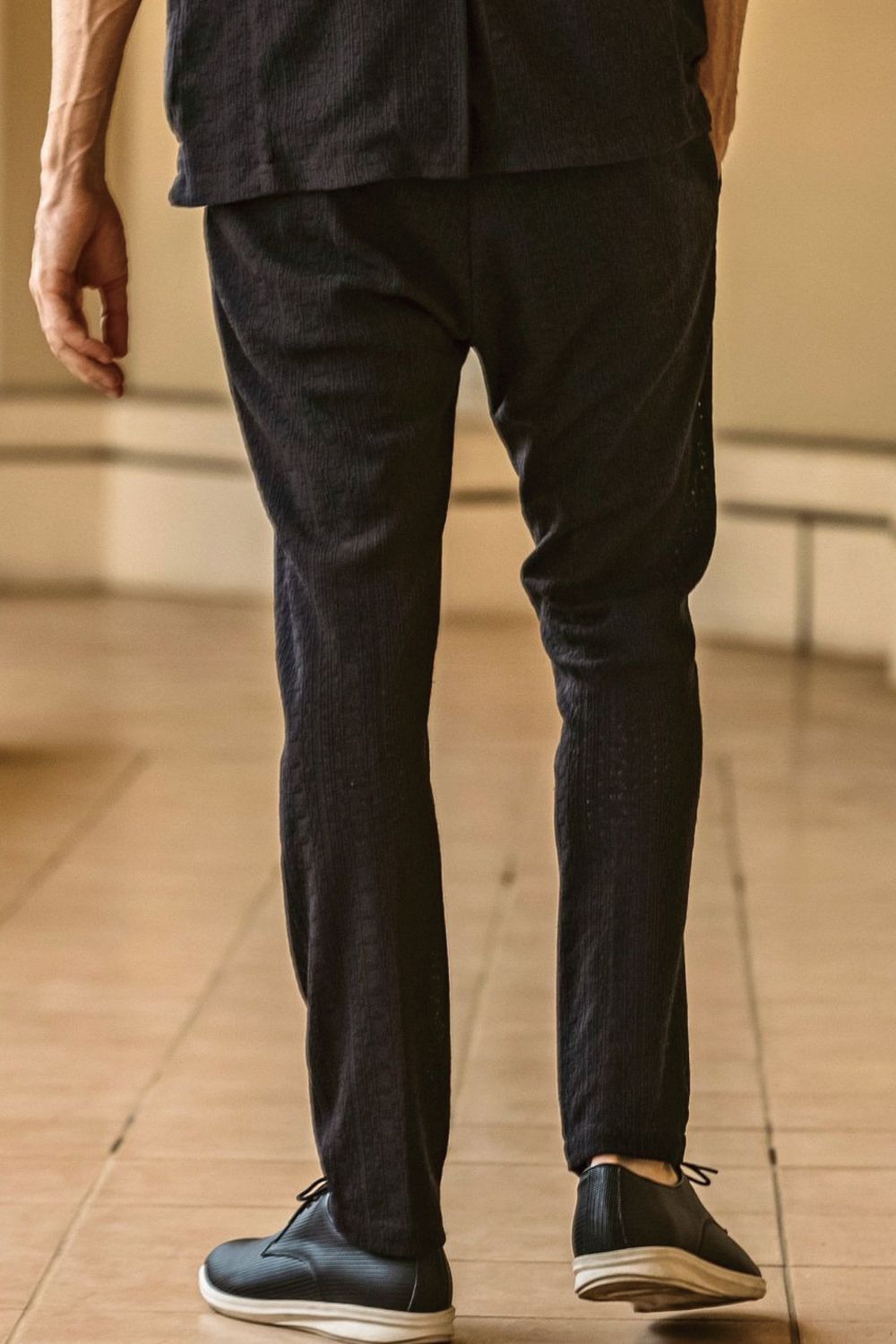 【26SS】【セットアップ】 LINEN TOUCH JACQUARD JACKET & SLACKS / リネンタッチ テーラードシングルジャケット&イージースラックス (ブラック)