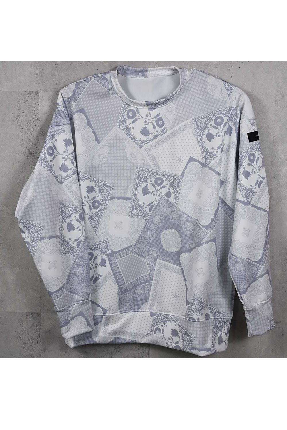 PAISLEY  BACK FLEECE DROP TRAINER / 裏起毛 ペイズリー柄 ルーズ トレーナー (グレー) (10月中旬入荷予定) ※オーダー締切：9月1日(月)18:00