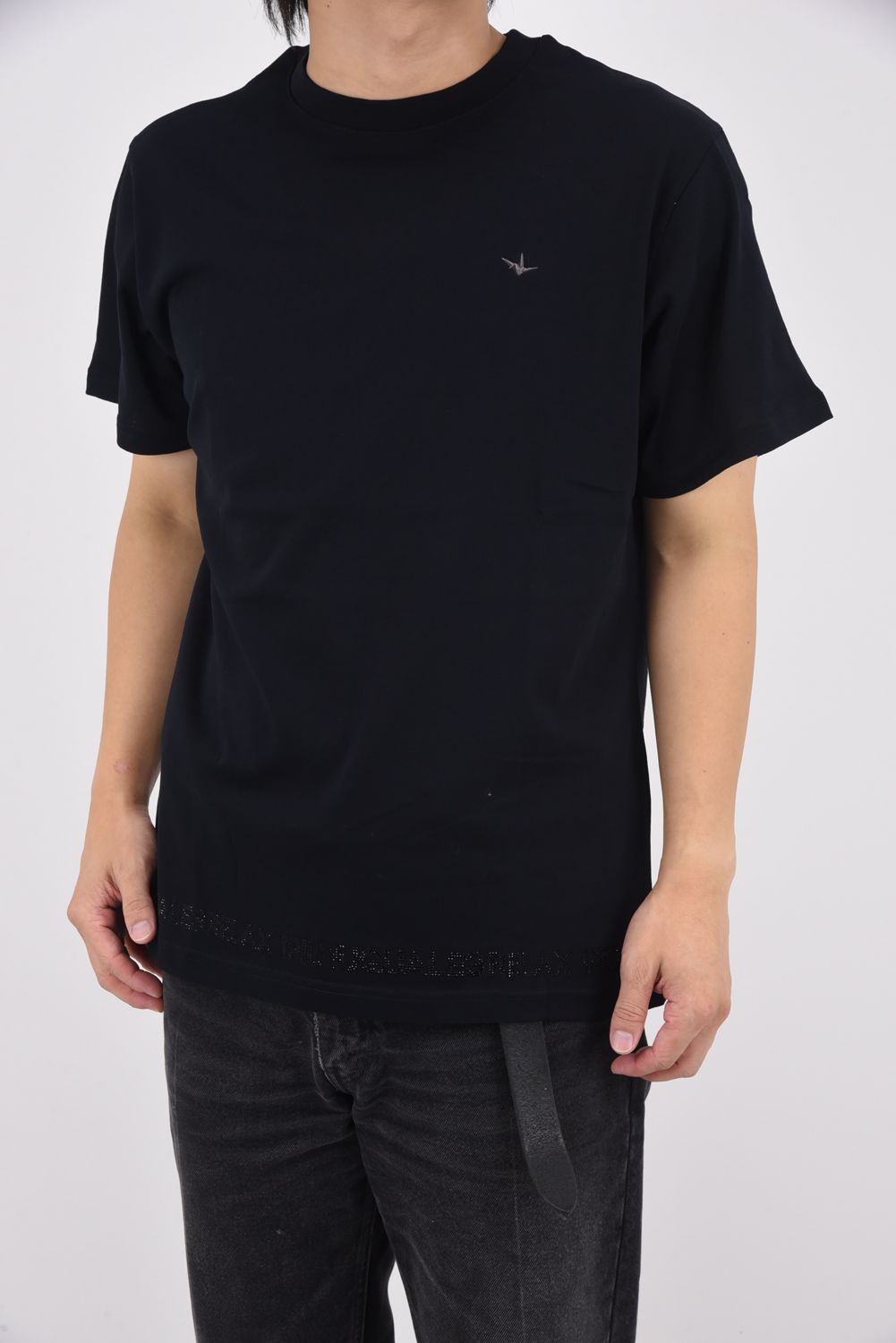 【25AW】 RHINESTONE HEM T-SHIRT / ラインストーン ヘムシルケット Tシャツ (ブラック)