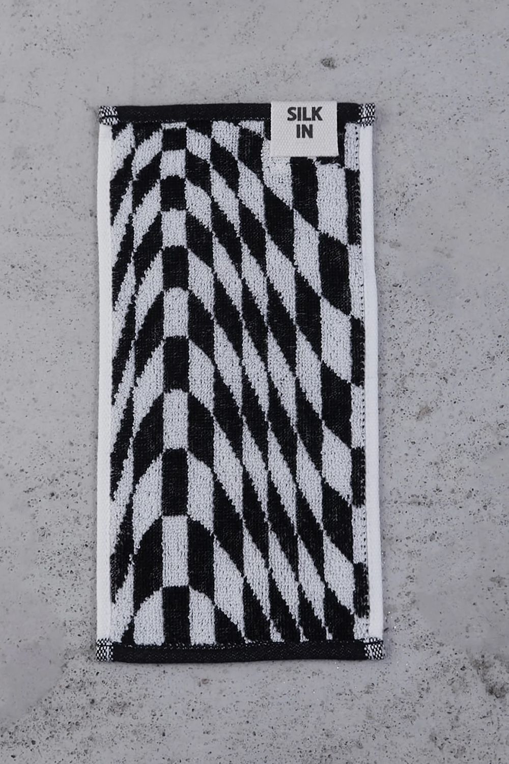 Check Mini Towel / シルク混 チェック ミニタオル (ブラック)