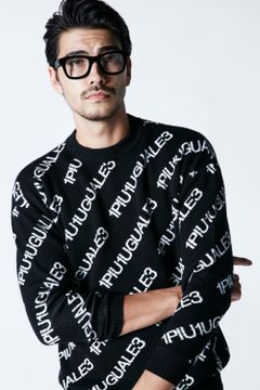113 DROP SHOULDER CREW / バイアスロゴ ドロップショルダー クルーネック ブラック