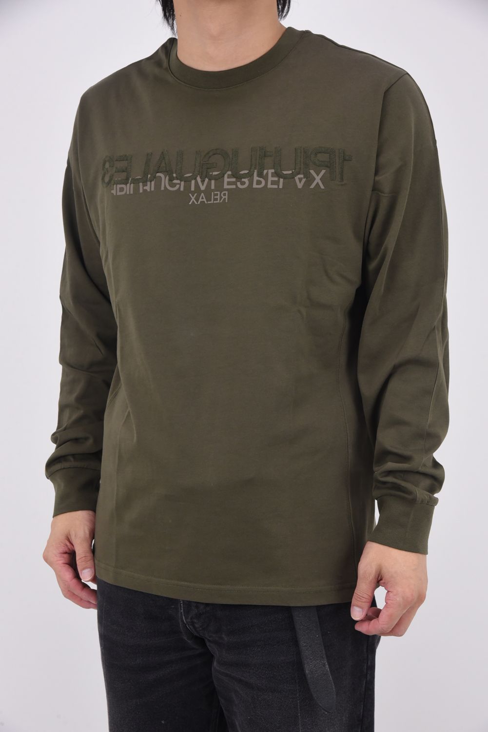 APPLIQUE LONG T-SHIRT / アップリケ ロングTシャツ (カーキ)