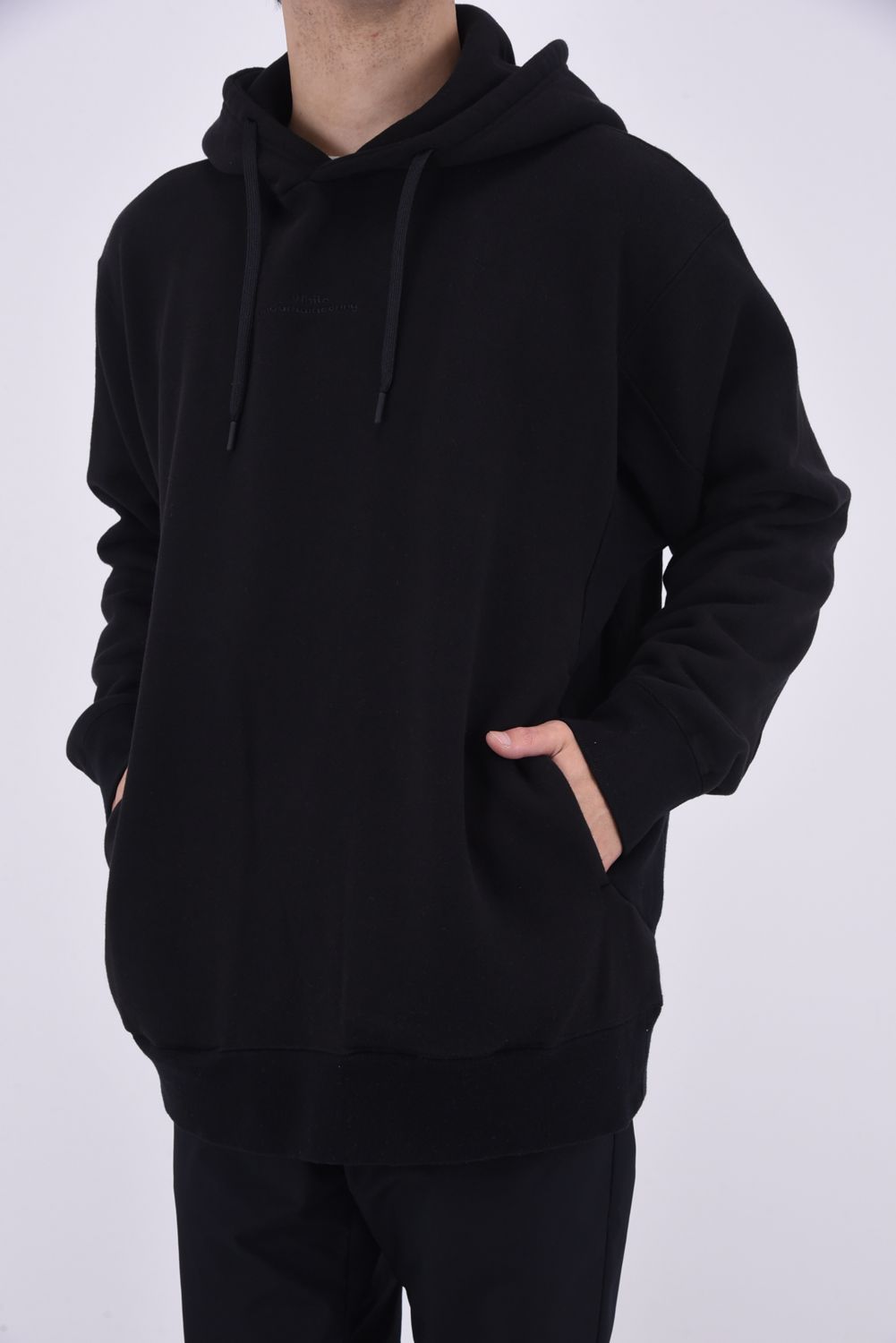 LOGO EMBROIDARY PARKA / ワンポイントロゴ 刺繍  裏毛 プルオーバーパーカー ブラック
