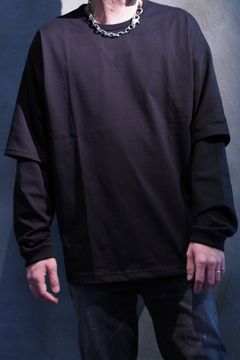 【gossip別注】 FAKE LAYERED LONGSLEAVE / ロングスリーブフェイクレイヤードTシャツ ブラック