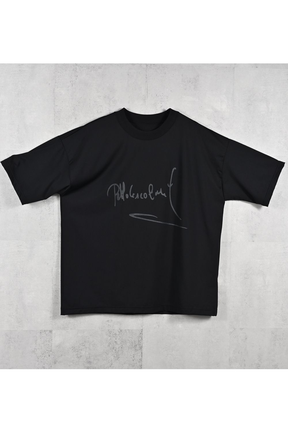 PB SIGN OVERNYLON T / ナイロントリコット サインプリント オーバーサイズ Tシャツ (ブラック) (4月上旬入荷予定) ※オーダー締切12/13(土)17:00