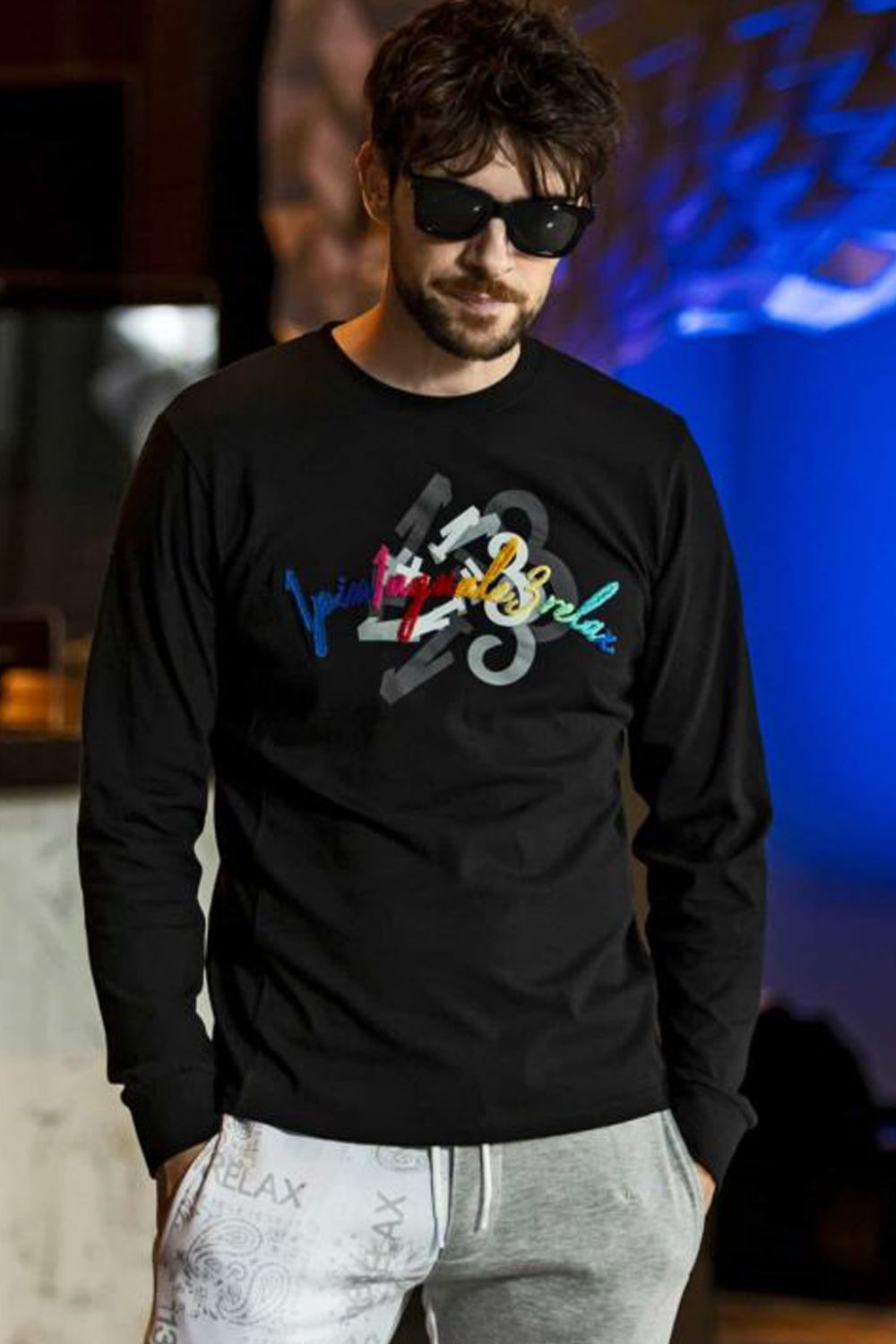TOOTHBRUSH EMBROIDERY LONG T-SHIRTS / 3D レインボーロゴ ロング Tシャツ ブラック